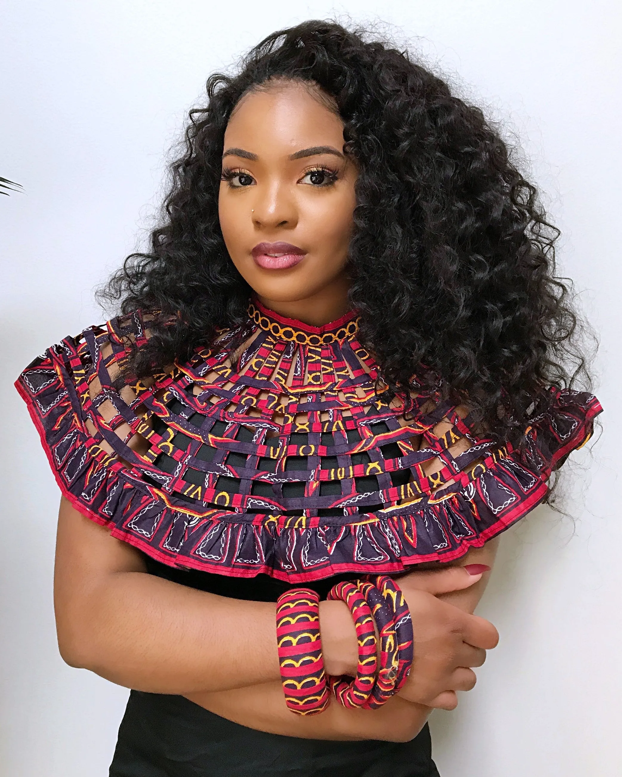 Toghu African Print Web Shoulder Choker Necklace