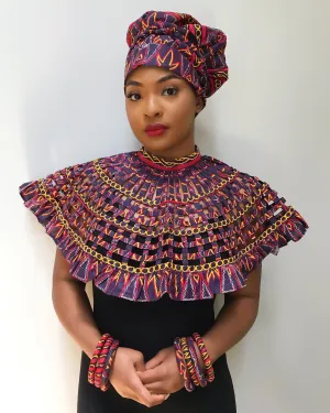 Toghu African Print Web Shoulder Choker Necklace