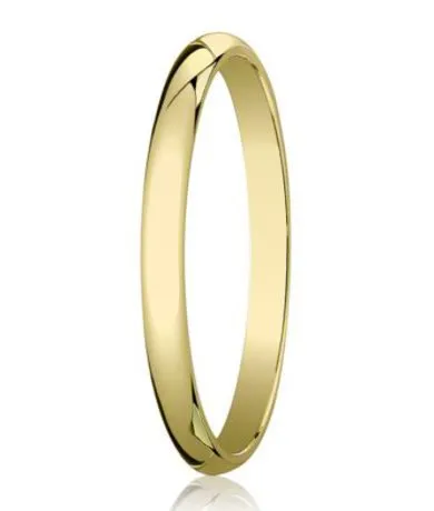 Traditional 10K Yellow Gold Wedding Band with Domed Polished Finish – 3 mm