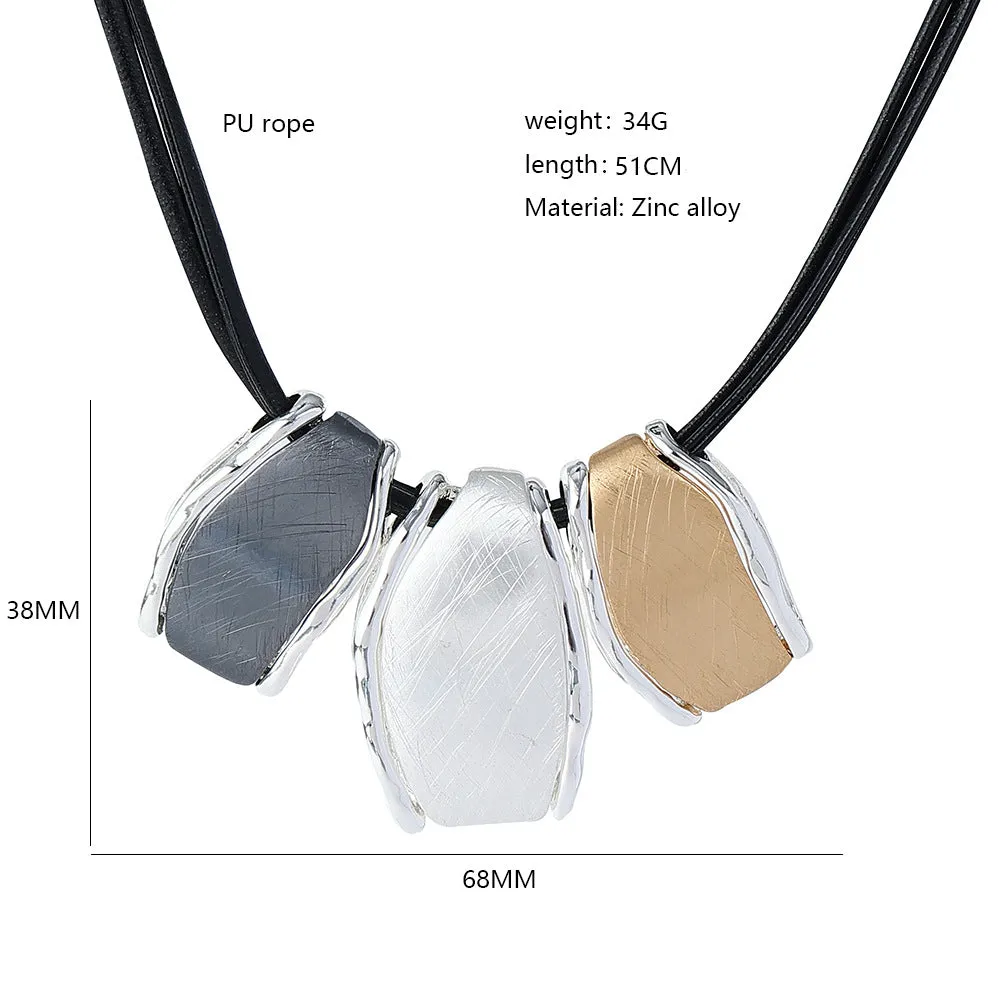 Trend Geometric Necklace Irregular Metal Pendants Necklace for Women