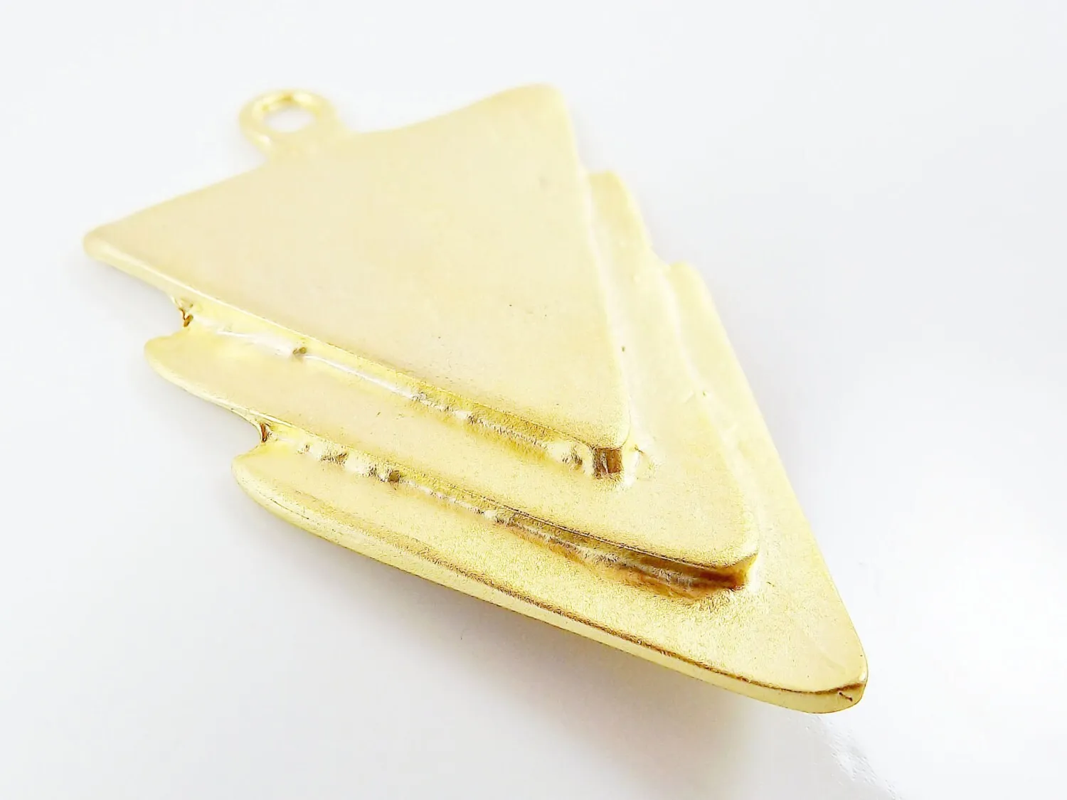 Triple Triangle Minimalist Geometric Pendant - 22k Matte Gold Plated - 1pc