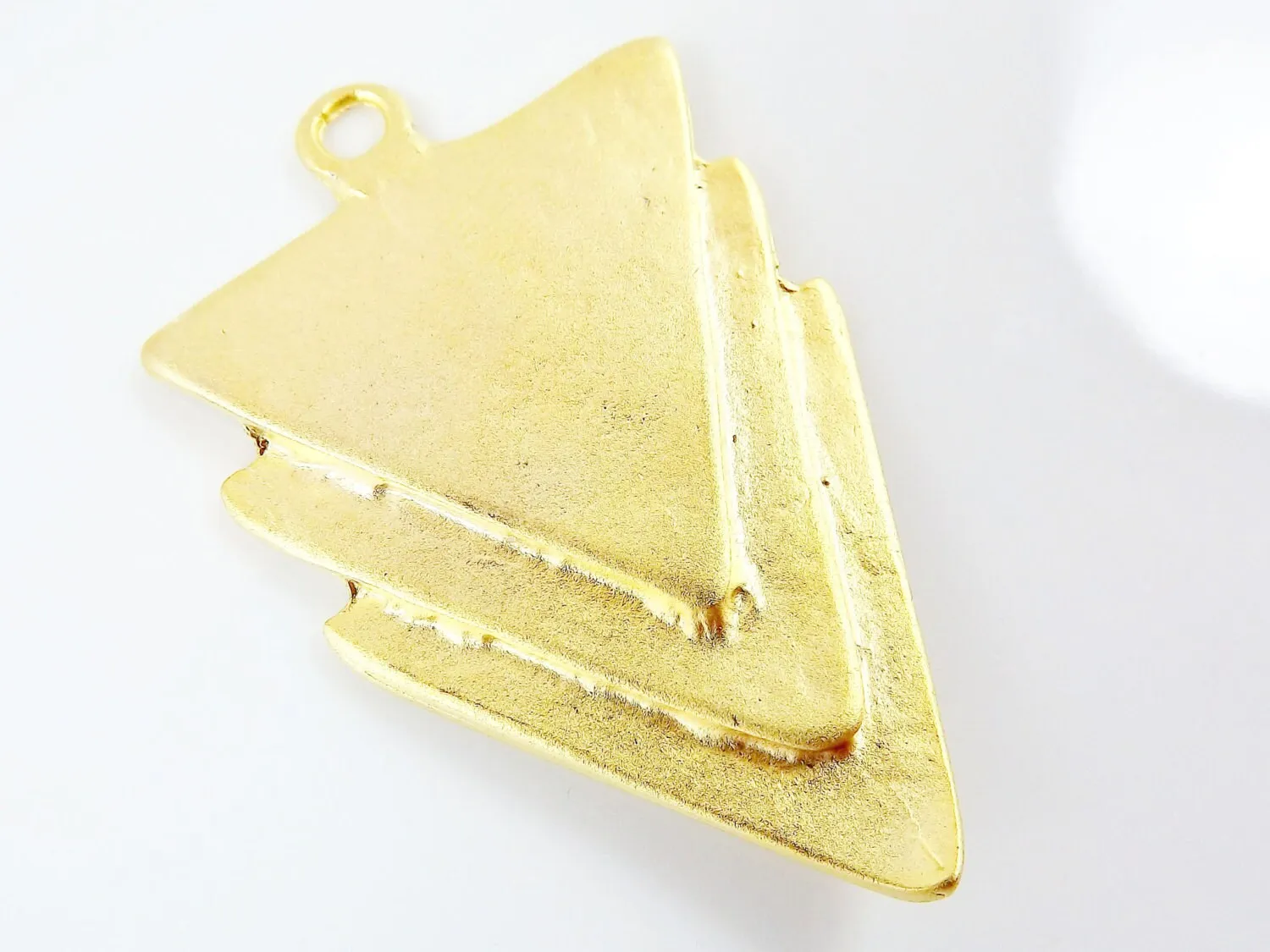 Triple Triangle Minimalist Geometric Pendant - 22k Matte Gold Plated - 1pc