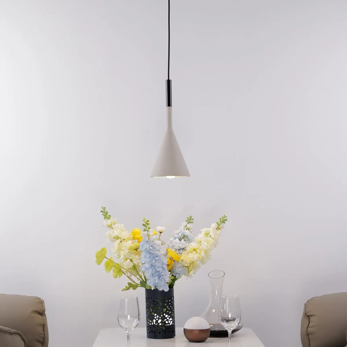 Tulip Ceiling Pendants • White Stone • 2 Pack