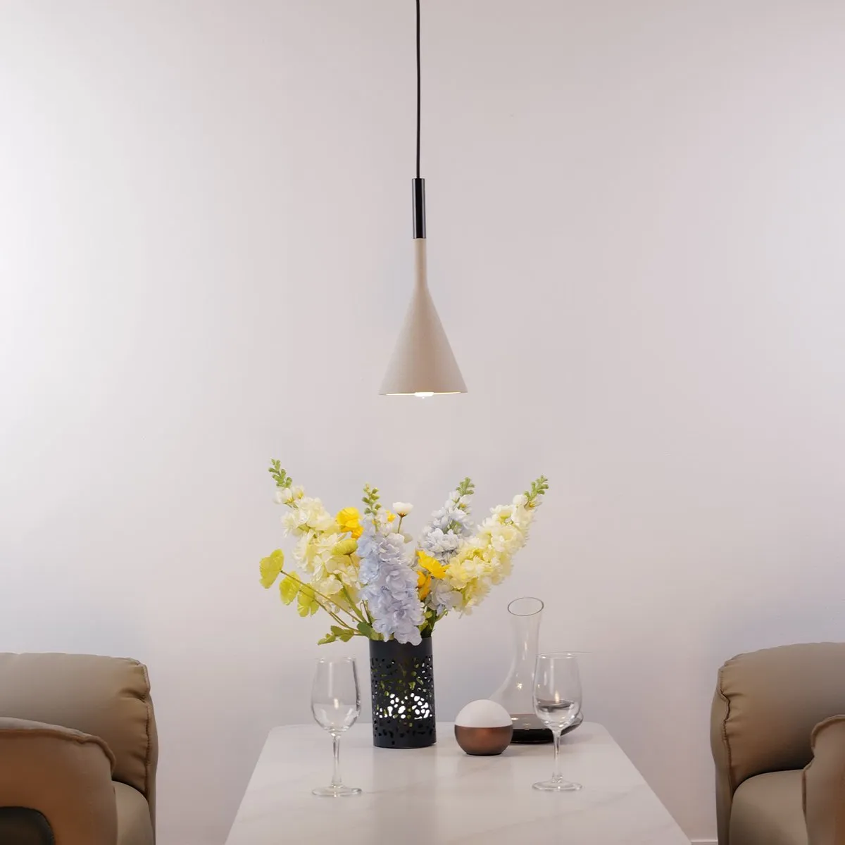 Tulip Ceiling Pendants • White Stone • 2 Pack