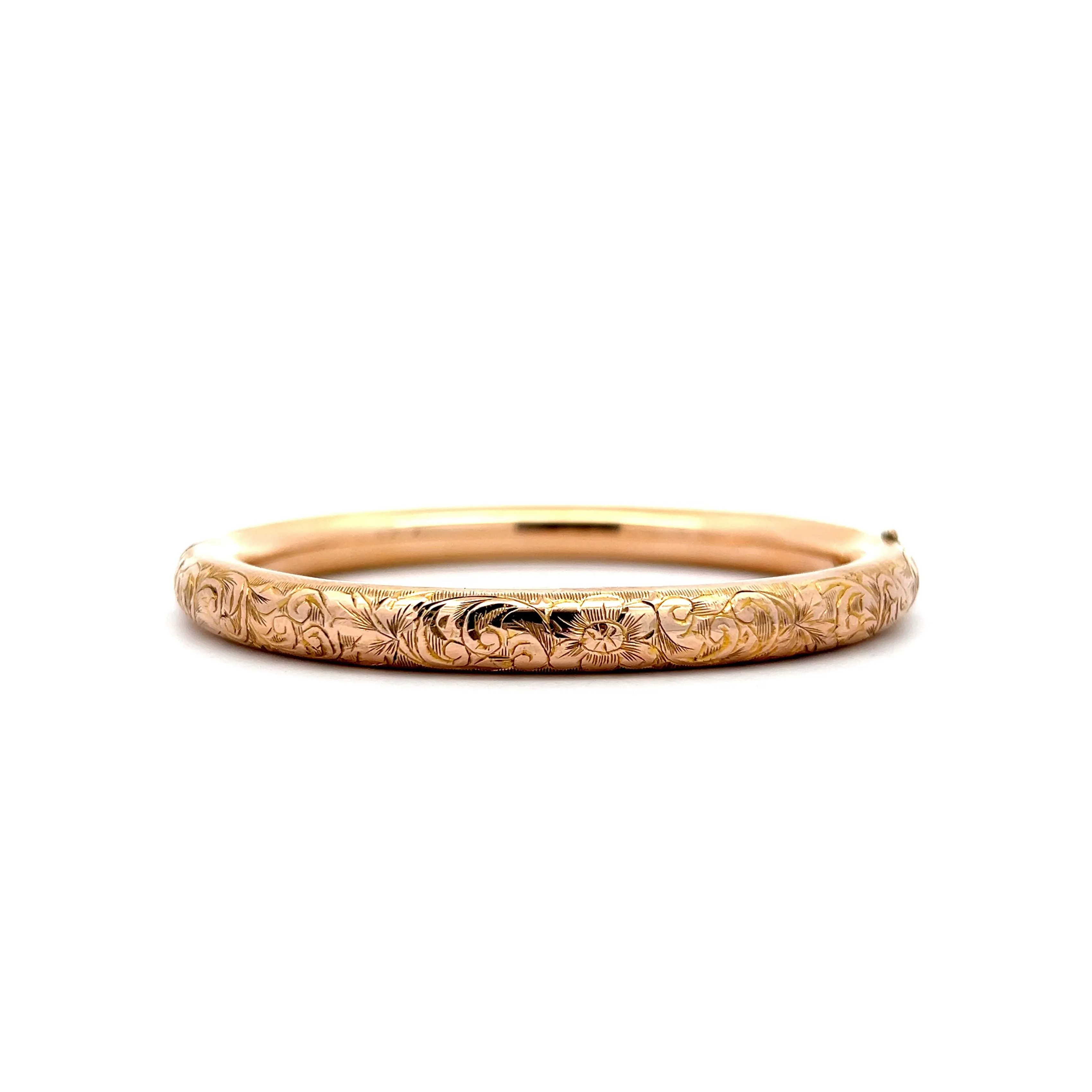 Victorian Rose Gold Filigree Engraved Bangle