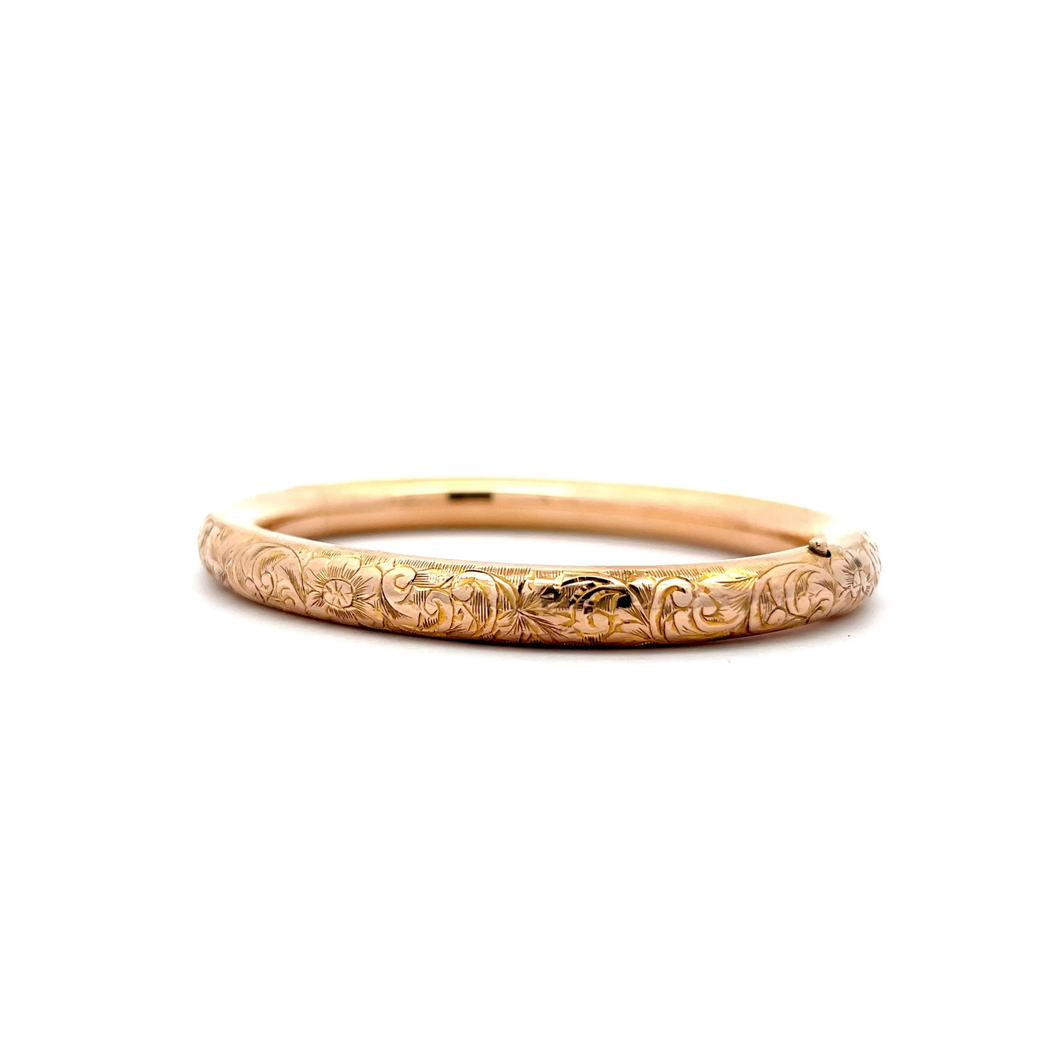 Victorian Rose Gold Filigree Engraved Bangle