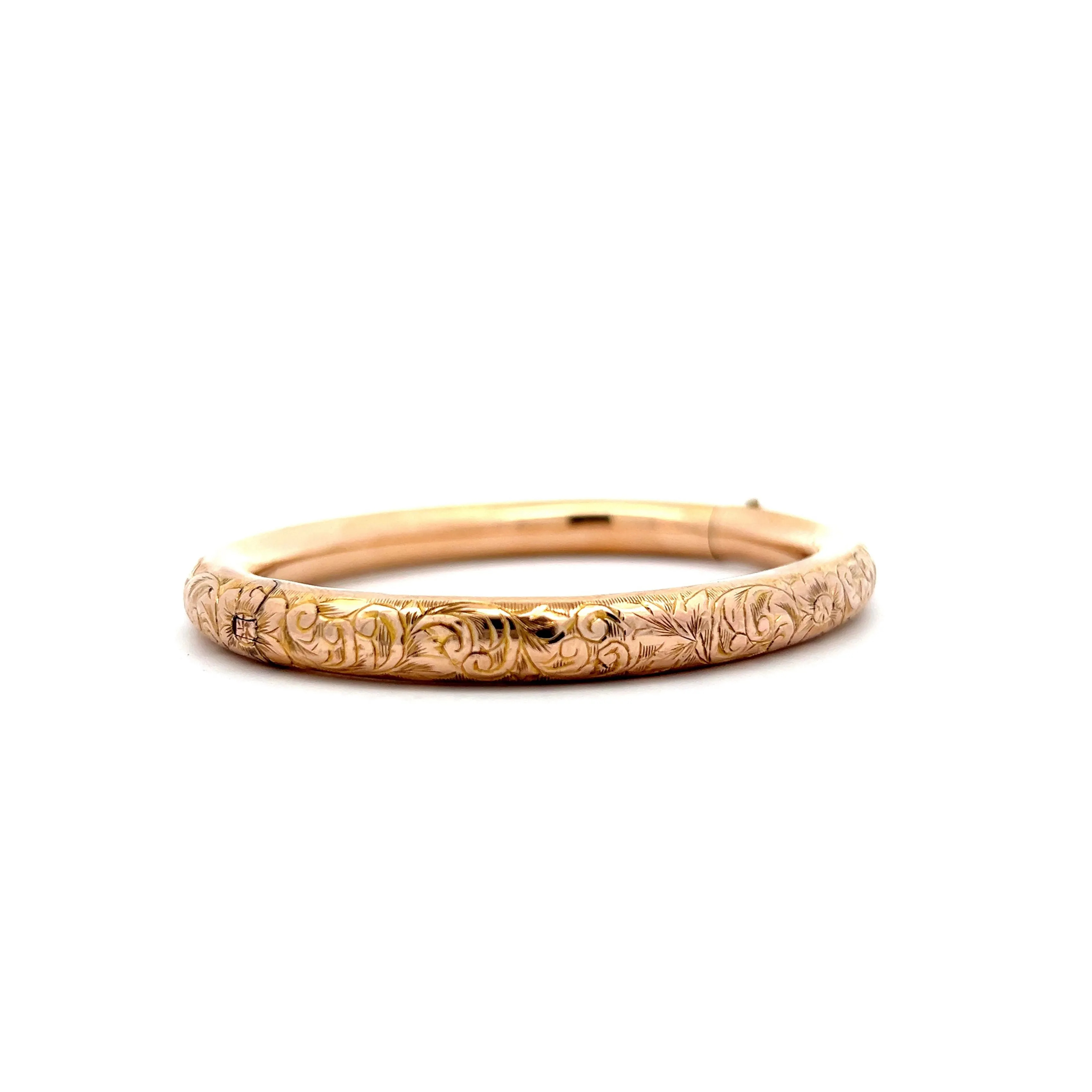 Victorian Rose Gold Filigree Engraved Bangle