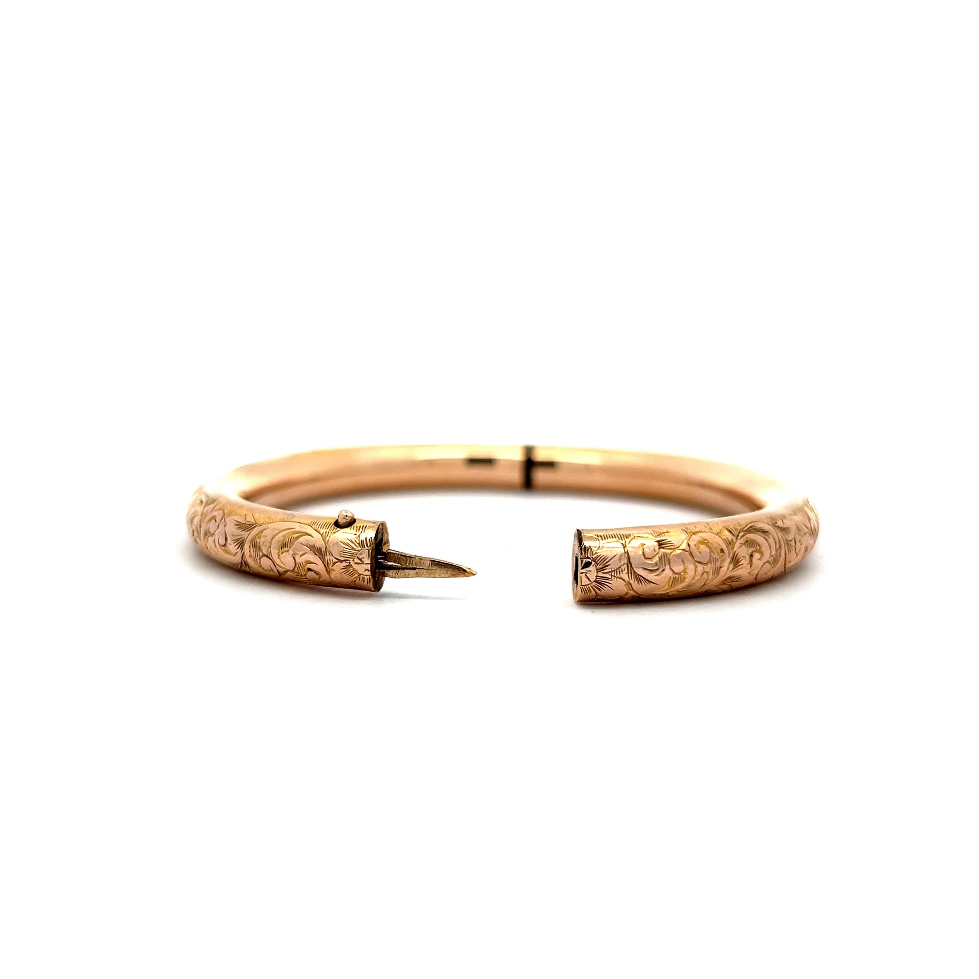 Victorian Rose Gold Filigree Engraved Bangle