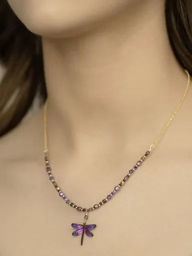 Violet Skies Dragonfly Dreams Beaded Necklace