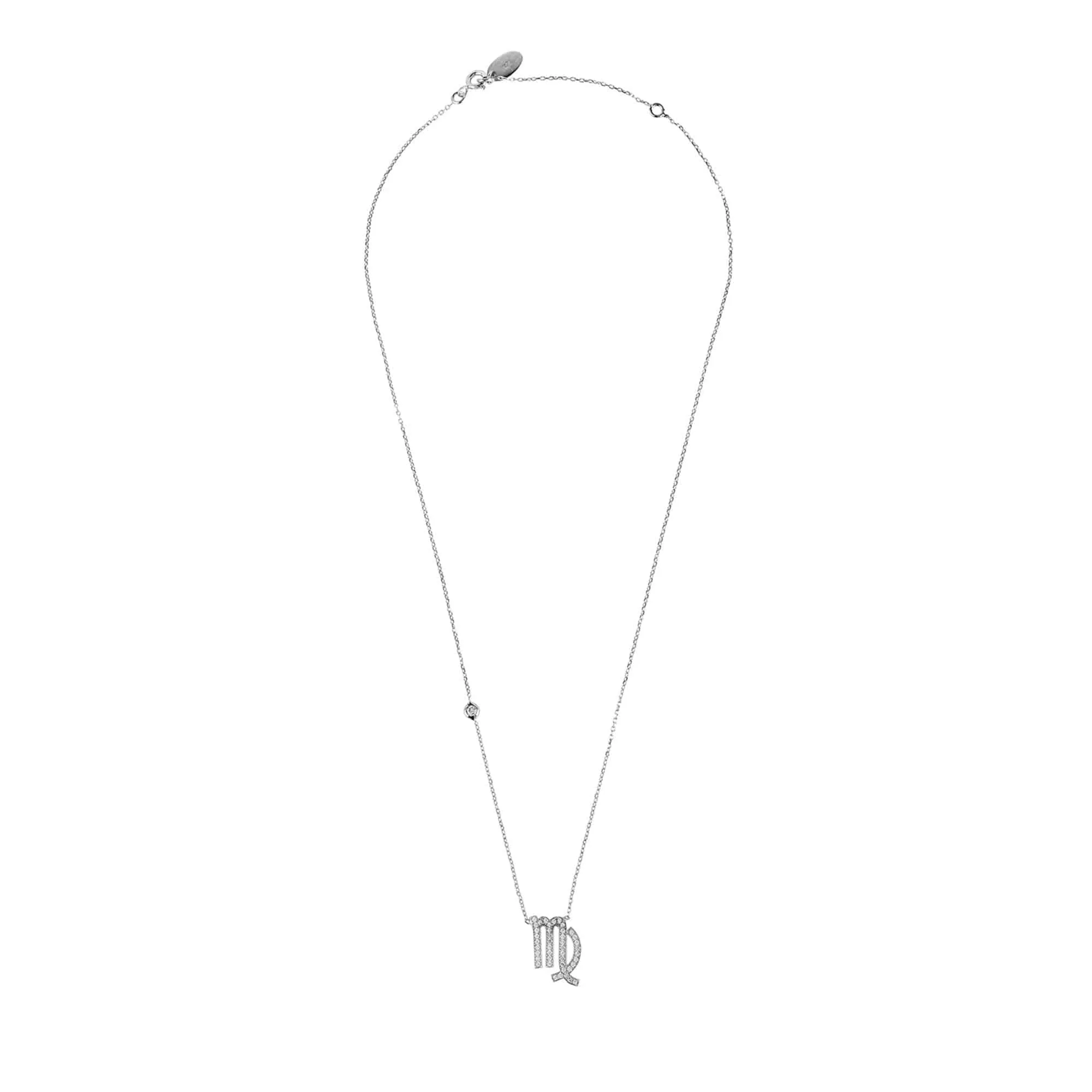 Virgo Pendant Necklace in Silver Zircon