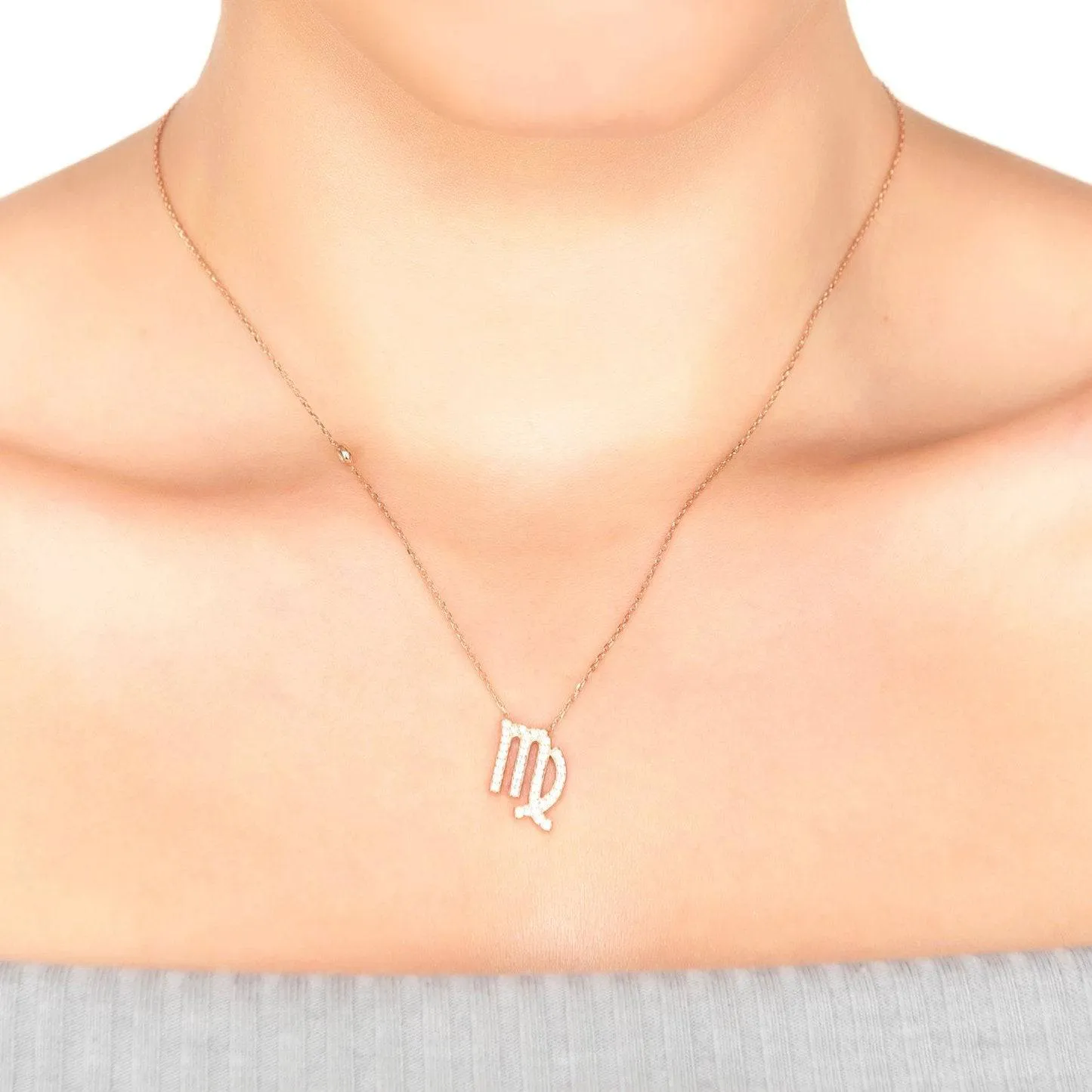 Virgo Pendant Necklace in Silver Zircon