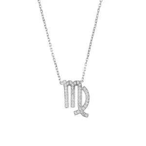 Virgo Pendant Necklace in Silver Zircon