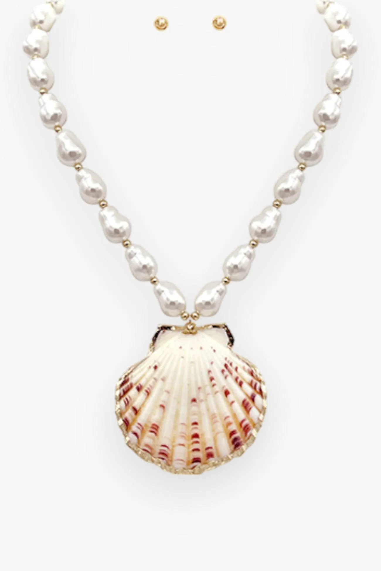 White Pearl Shell Statement Necklace