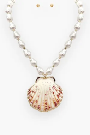 White Pearl Shell Statement Necklace