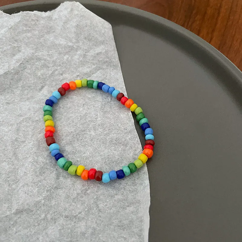 Wholesale Colorful Beaded Smiley Bungee Cord Bracelet