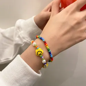 Wholesale Colorful Beaded Smiley Bungee Cord Bracelet