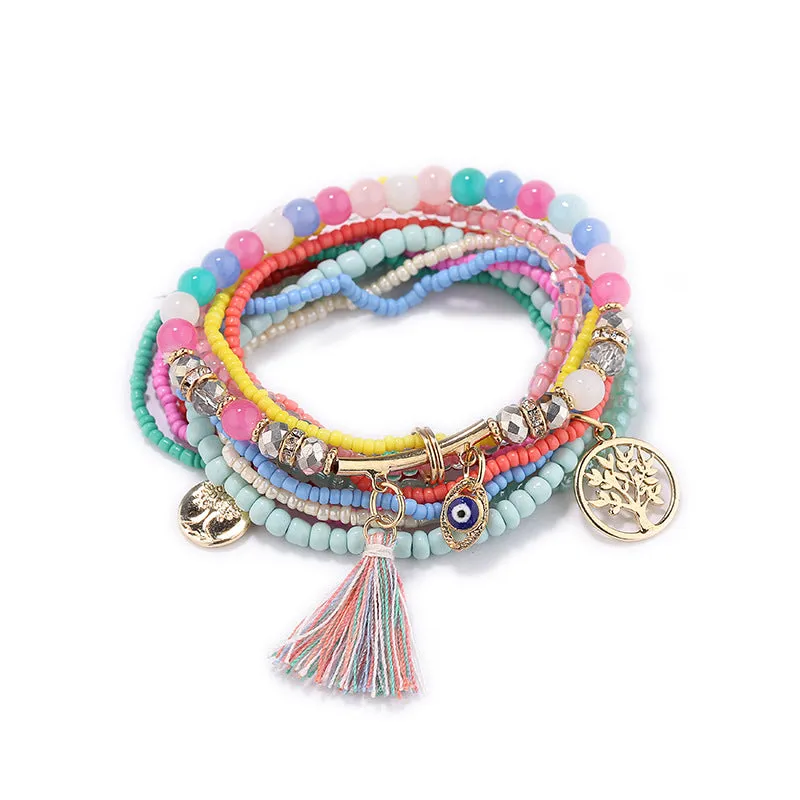 Wholesale Colorful Rice Beads Multilayer Bracelet