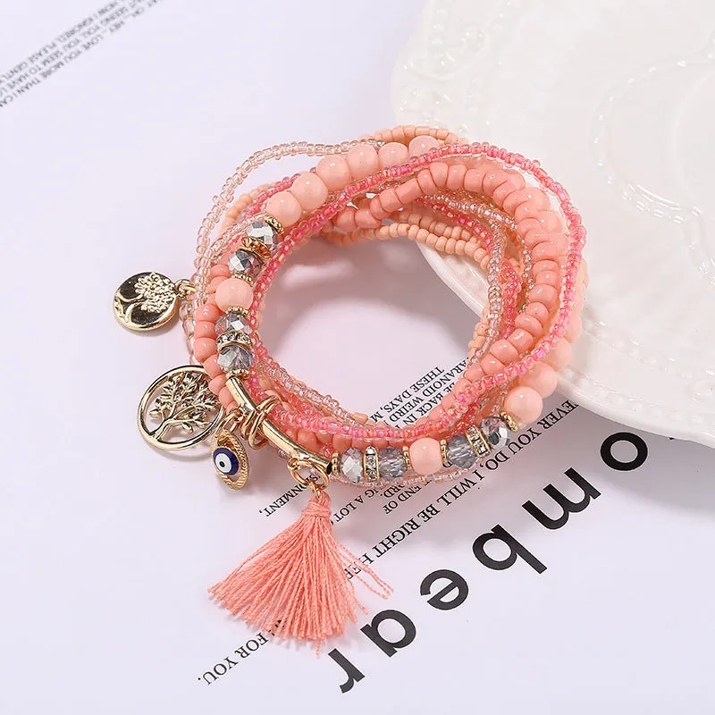 Wholesale Colorful Rice Beads Multilayer Bracelet