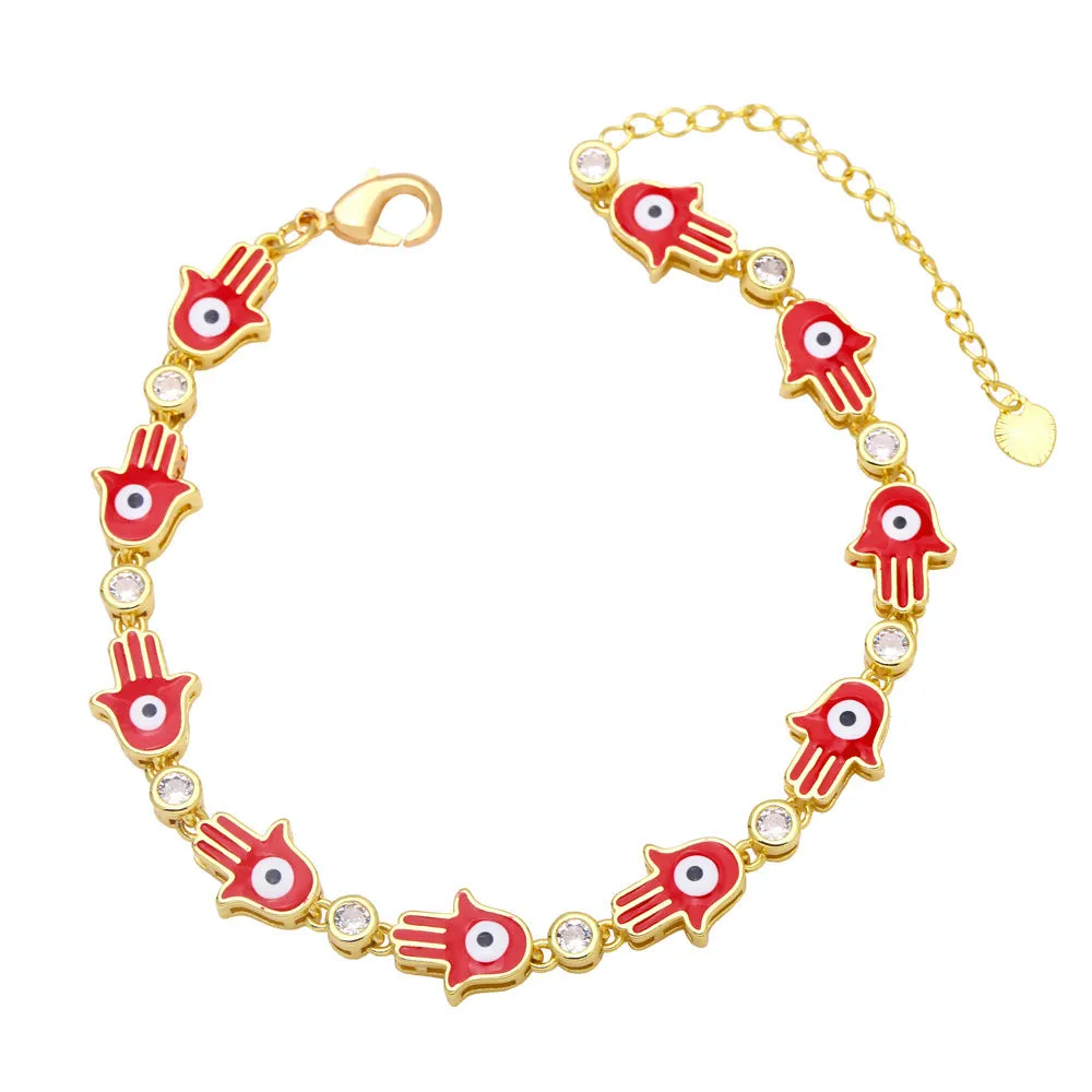 Wholesale Copper Bohemian Colored Drip Oil Bracelets