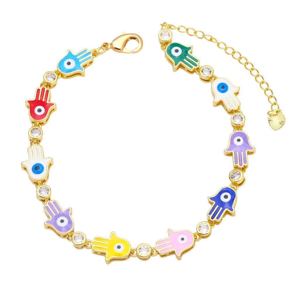 Wholesale Copper Bohemian Colored Drip Oil Bracelets