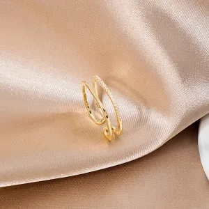 Wholesale Double Row Diamond Simple Open Alloy Ring JDC-RS-QingH004