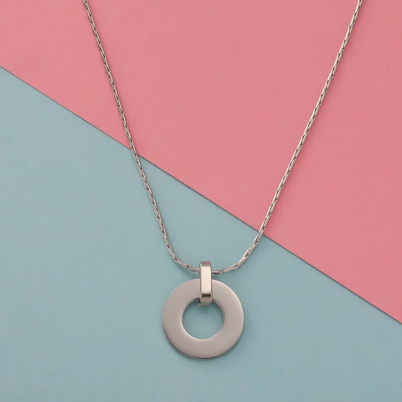 Wholesale Minimalist Geometric Circular Hollow Pendants Stainless Steel Necklace