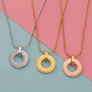 Wholesale Minimalist Geometric Circular Hollow Pendants Stainless Steel Necklace