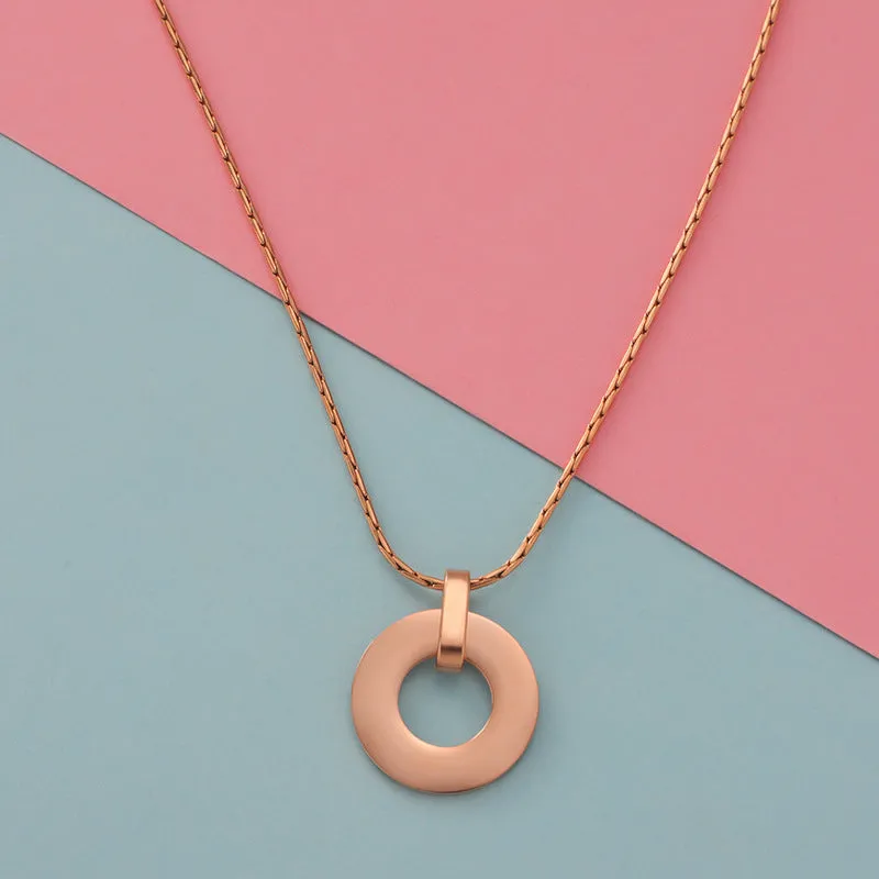 Wholesale Minimalist Geometric Circular Hollow Pendants Stainless Steel Necklace