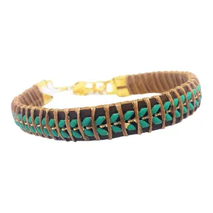Women Turquoise Leather Ankle Cuff Bracelet, Retro Chic Anklet